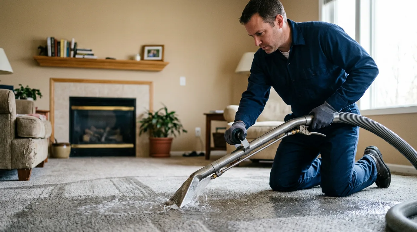 Water damage restoration technician working near Kawkawlin, MI